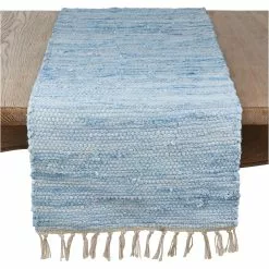 Saro Lifestyle Tasseled Chindi Cotton Table Runner