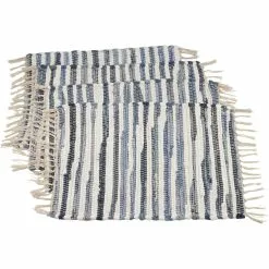 Saro Lifestyle Striped Denim Chindi Cotton Placemats - Set Of 4