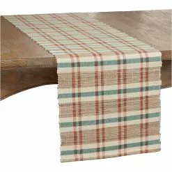 Saro Lifestyle Plaid Woven Water Hyacinth Table Runner
