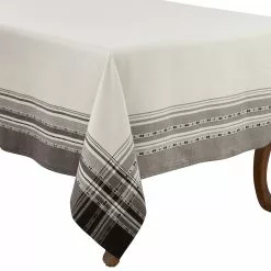 Saro Lifestyle 65x140 Plaid Border Cotton Rectangle Tablecloth