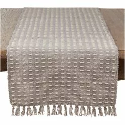 Saro Lifestyle Dashed Woven Cotton Table Runner