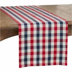 Saro Lifestyle Gingham Check Cotton Table Runner