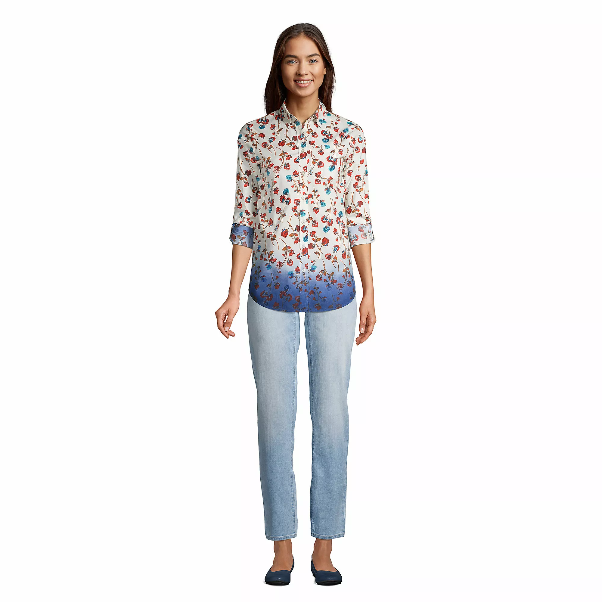 Lands' End Women's Cotton Boyfriend Fit Long Sleeve Tunic Top - Image 4