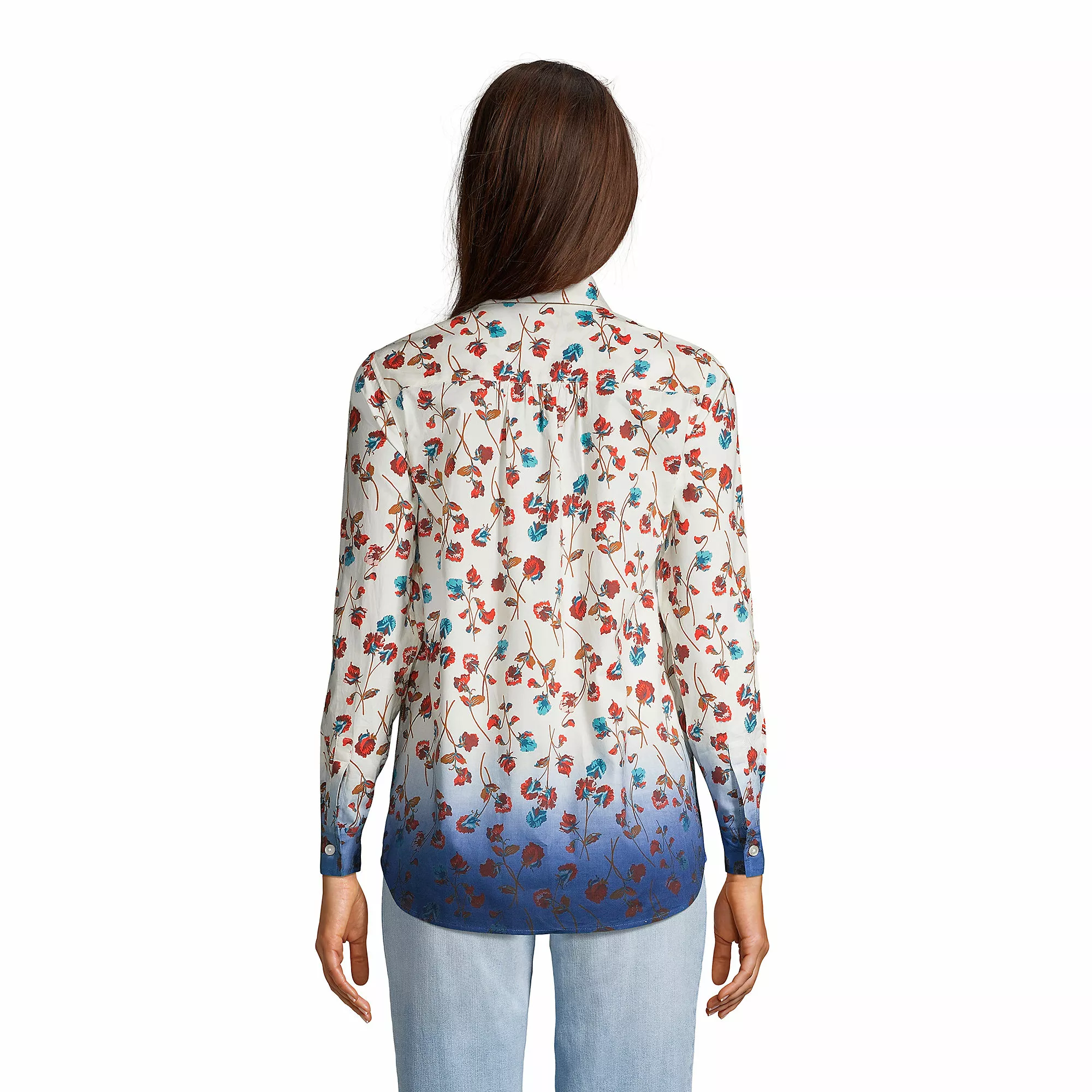 Lands' End Women's Cotton Boyfriend Fit Long Sleeve Tunic Top - Image 2