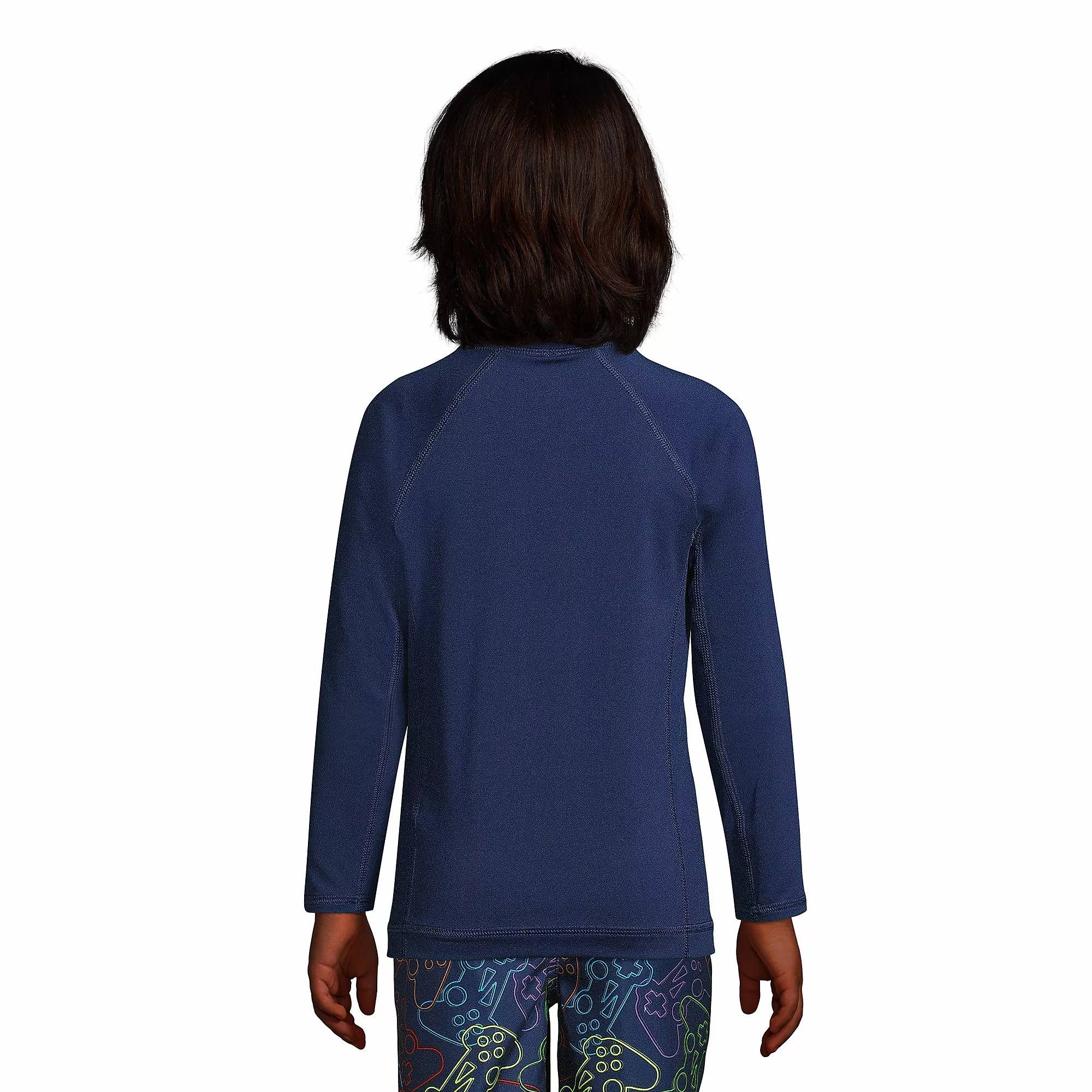 Lands' End Boys Long Sleeve Mock Neck UPF 50 Swim Rash Guard - Image 3