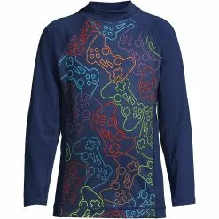 Lands' End Boys Long Sleeve Mock Neck UPF 50 Swim Rash Guard