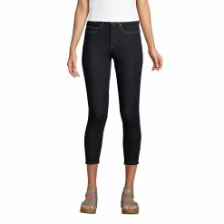 Lands' End Women's Stretch High Rise Skinny Legging Crop Blue Jeans