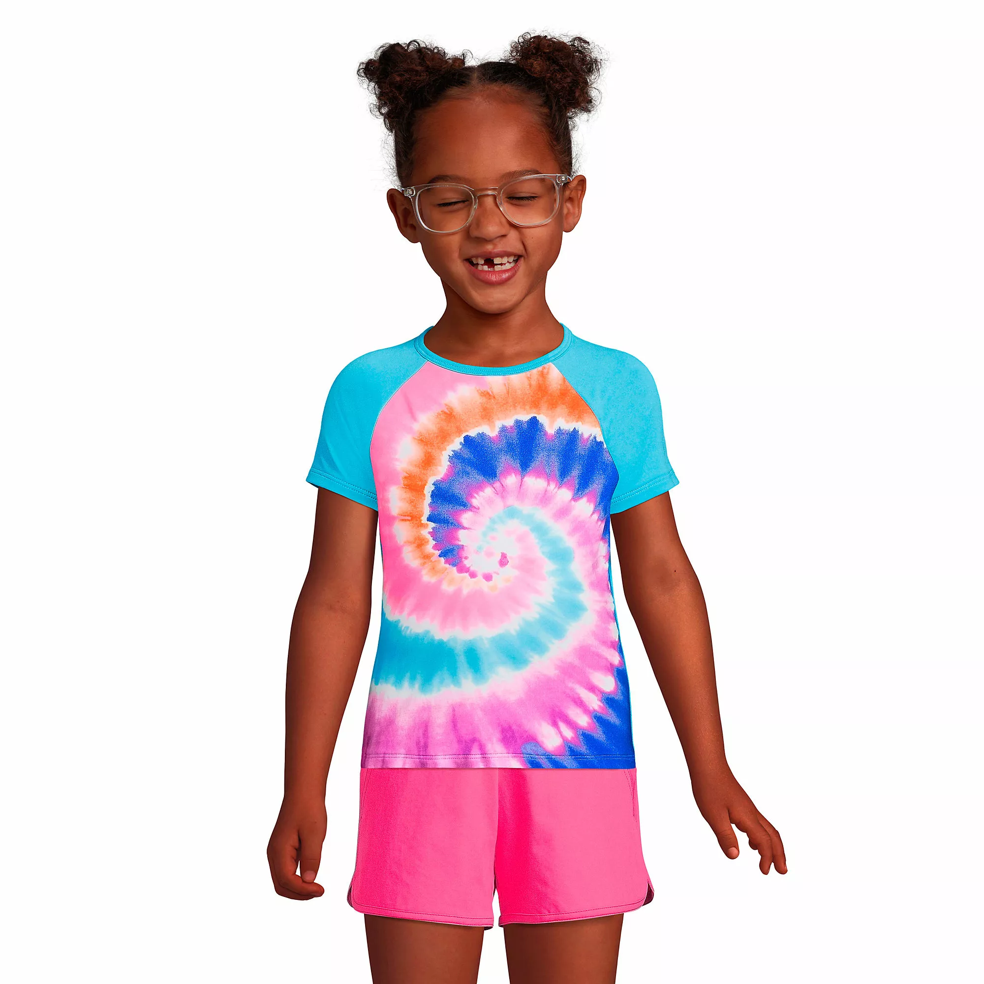 Lands' End Girls Short Sleeve Crew Neck UPF 50 Swim Rash Guard - Image 2