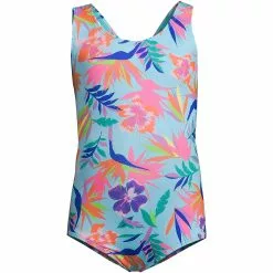 Lands' End Girls One Piece UPF 50 Tugless Swimsuit