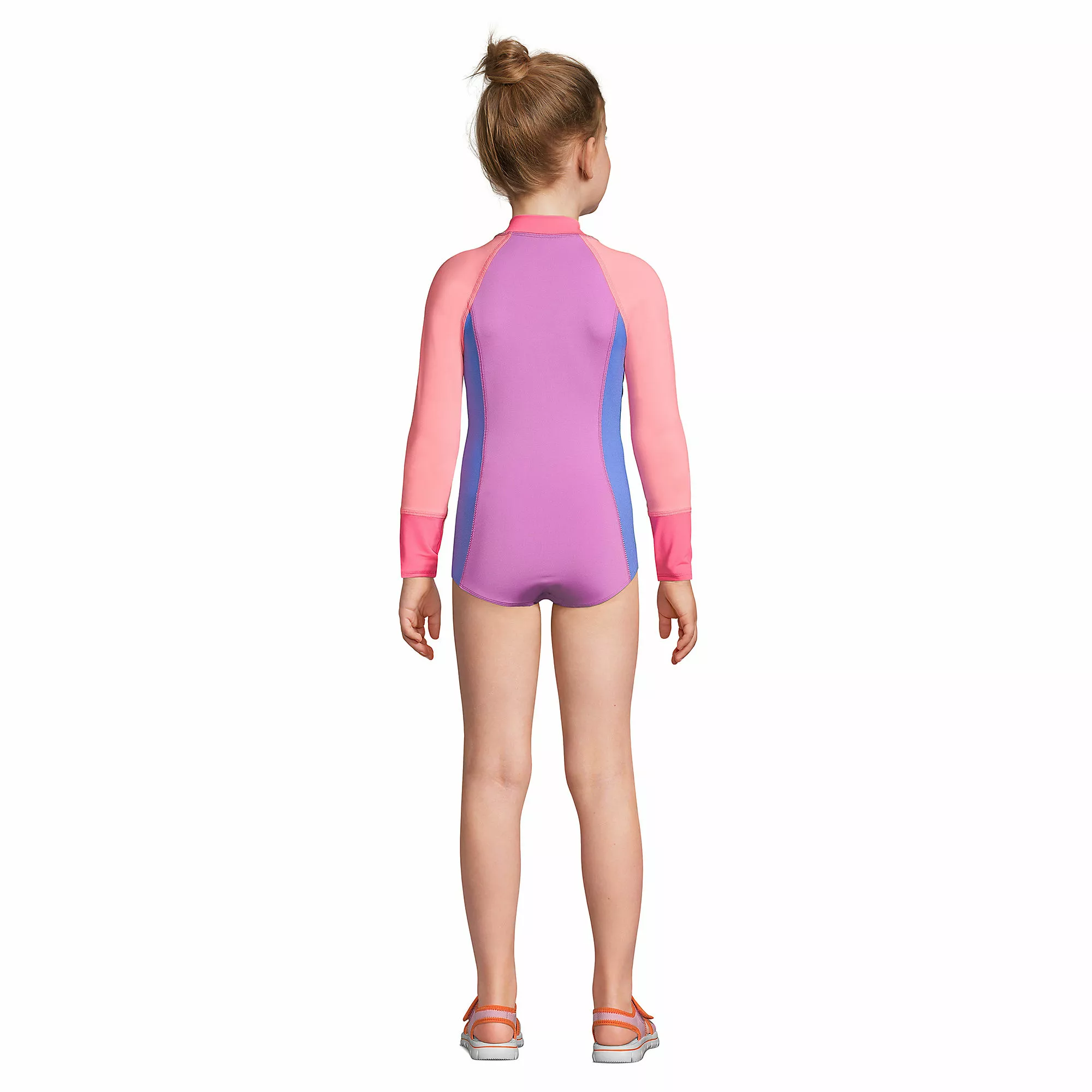 Lands' End Girls Long Sleeve Half Zip One Piece UPF 50 Swimsuit - Image 3