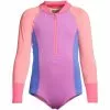 Lands' End Girls Long Sleeve Half Zip One Piece UPF 50 Swimsuit