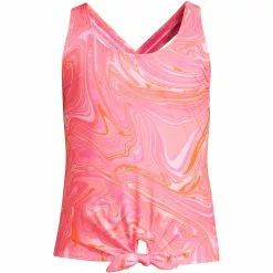 Lands' End Girls Tie Front Tankini Swimsuit Top