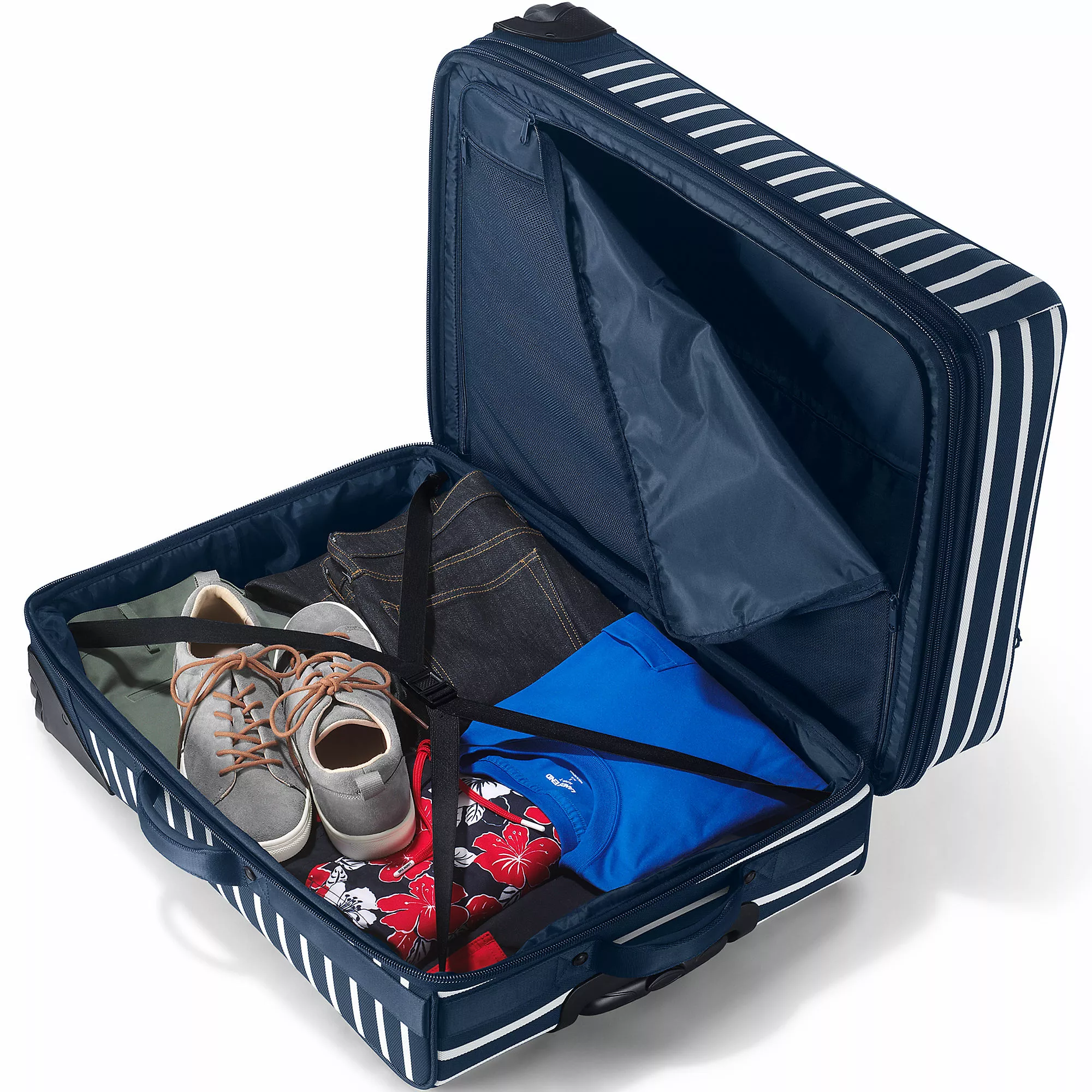 Lands' End Travel Checked Printed Rolling Luggage Bag - Image 4