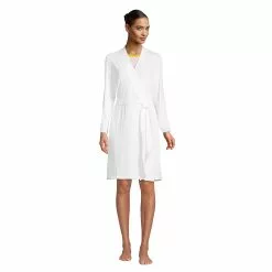 Lands' End Women's Cotton Blend Above The Knee Length Robe