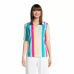 Lands' End Women's Seriously Terry UPF Elbow Sleeve Polo Shirt