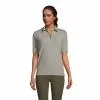 Lands' End Women's Moisture Wicking UPF Sun Elbow Sleeve Zip Front Polo Shirt