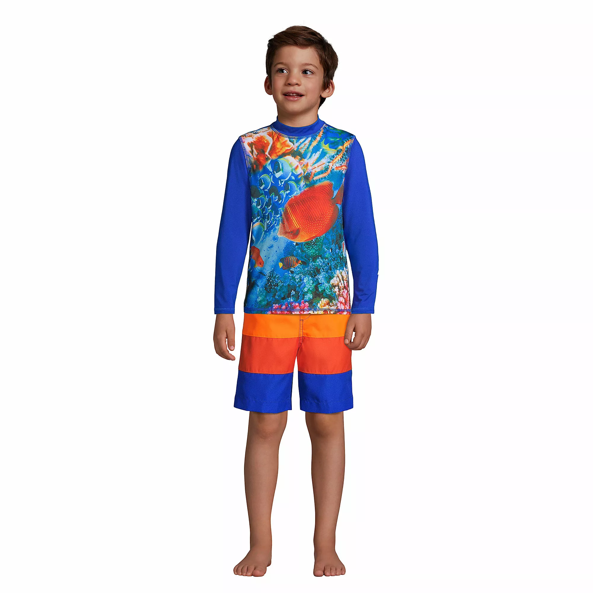 Lands' End Boys Husky Long Sleeve Mock Neck Graphic Rash Guard - Image 4