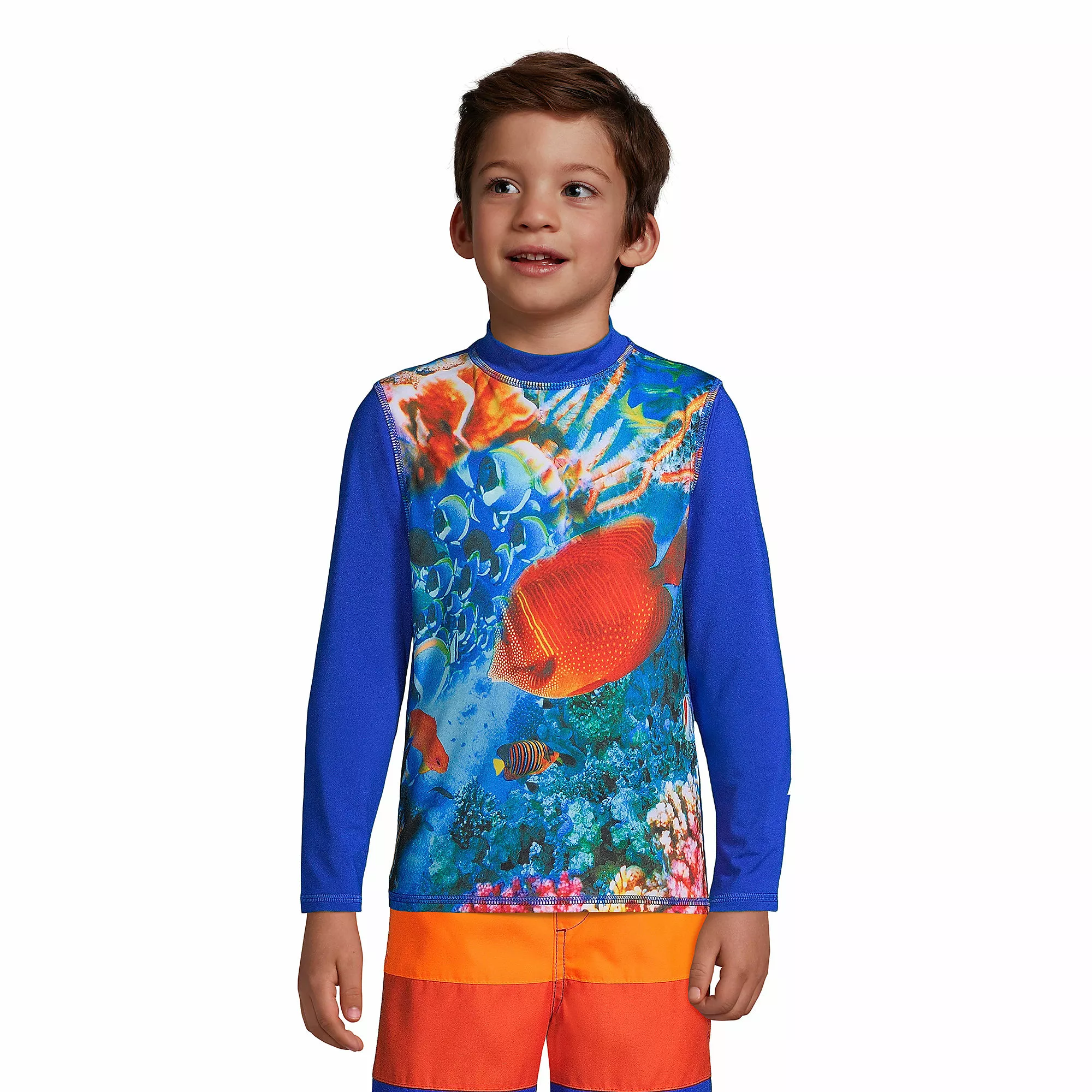 Lands' End Boys Husky Long Sleeve Mock Neck Graphic Rash Guard - Image 2