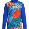 Lands' End Boys Husky Long Sleeve Mock Neck Graphic Rash Guard