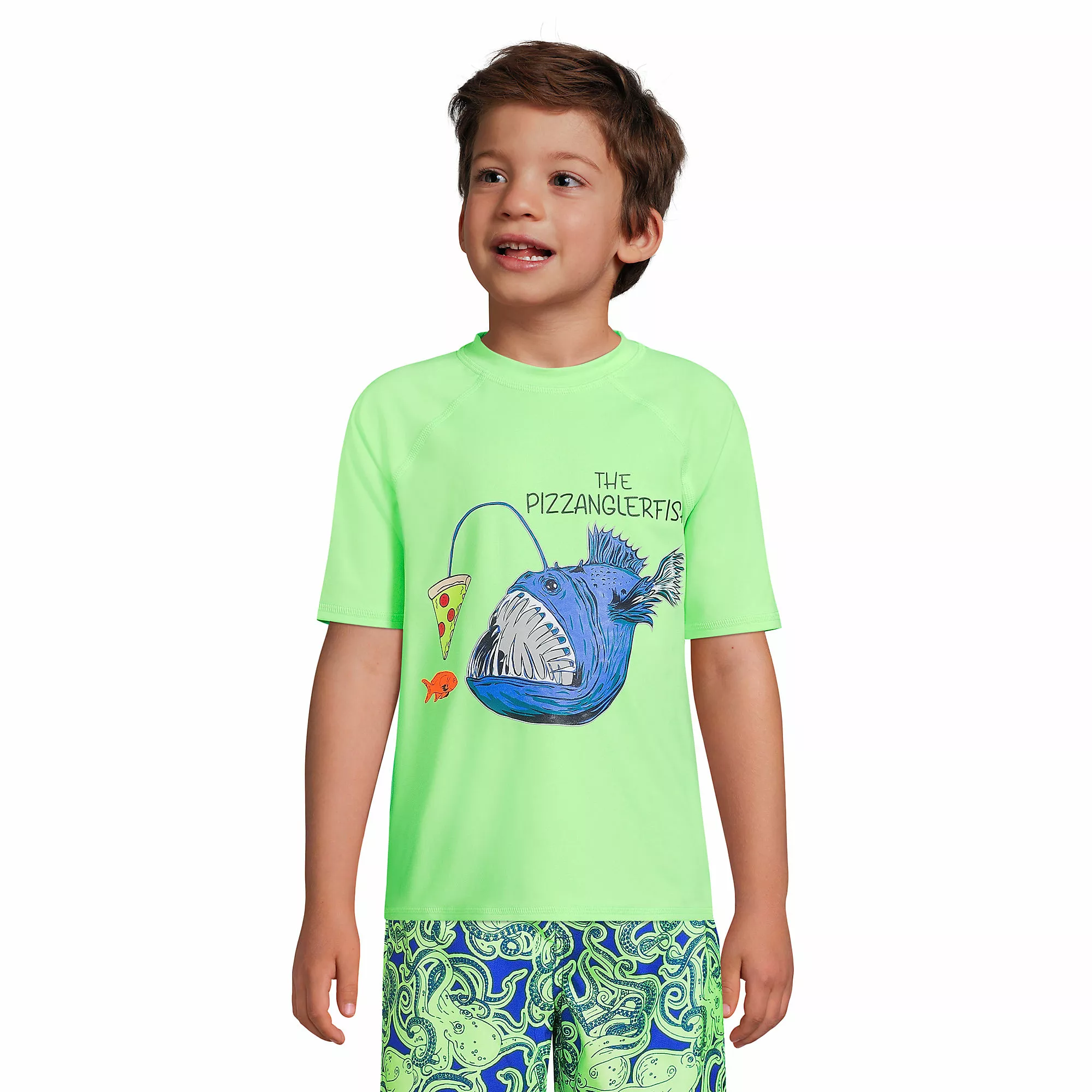 Lands' End Boys Short Sleeve Crew Neck Graphic UPF 50 Swim Rash Guard - Image 2