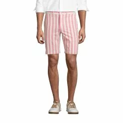Lands' End Men's 9 Inch Striped Classic Fit Stretch Knockabout Chino Shorts