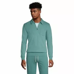 Lands' End Men's Serious Sweats Quarter Zip Polo