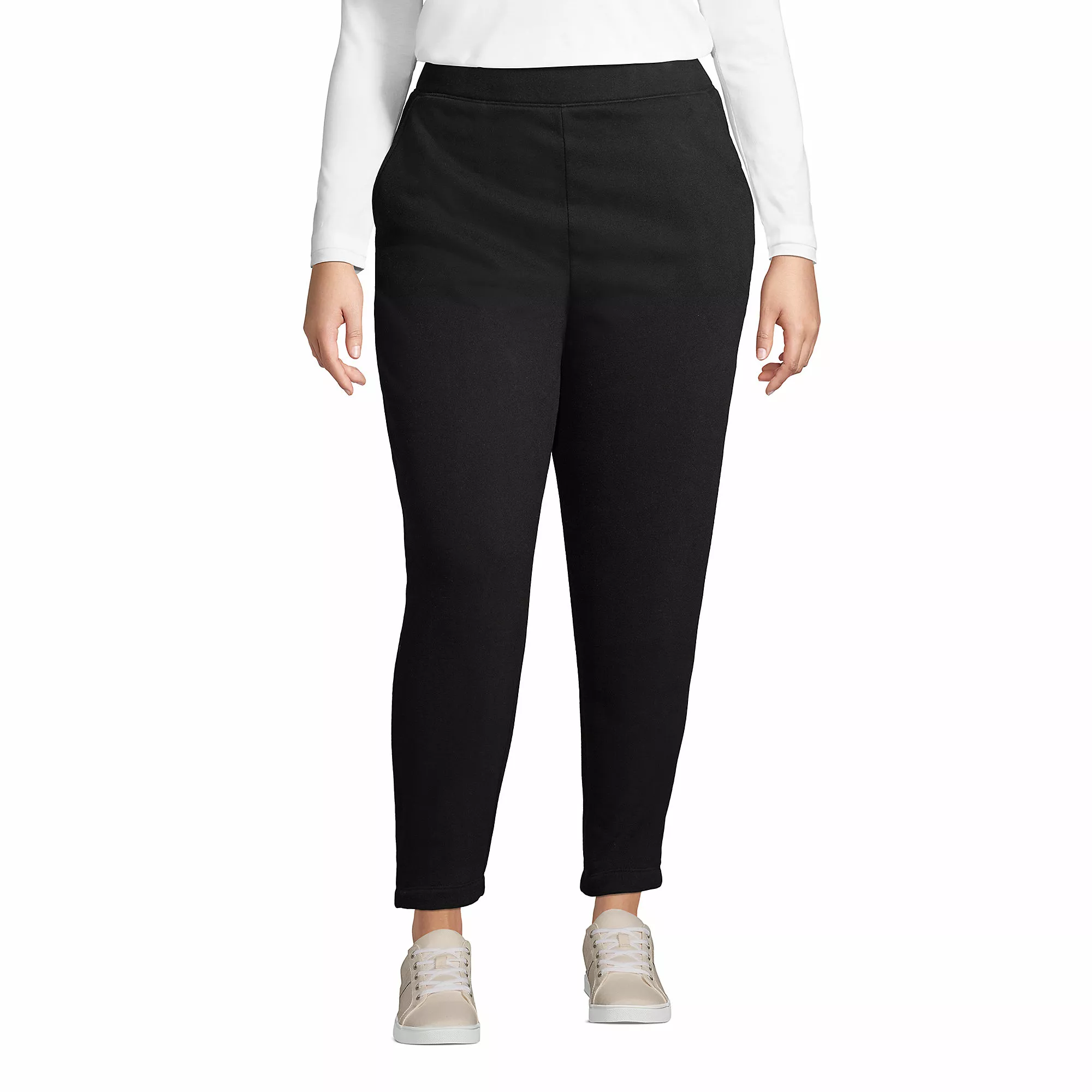 Lands' End Women's Plus Size Serious Sweats Ankle Sweatpants