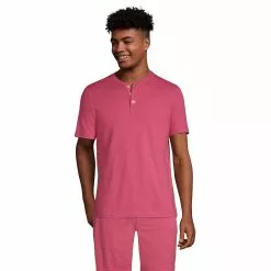 Lands' End Men's Comfort Knit Short Sleeve Henley Pajama Shirt