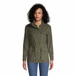 Lands' End Women's Cotton Hooded Jacket With Cargo Pockets
