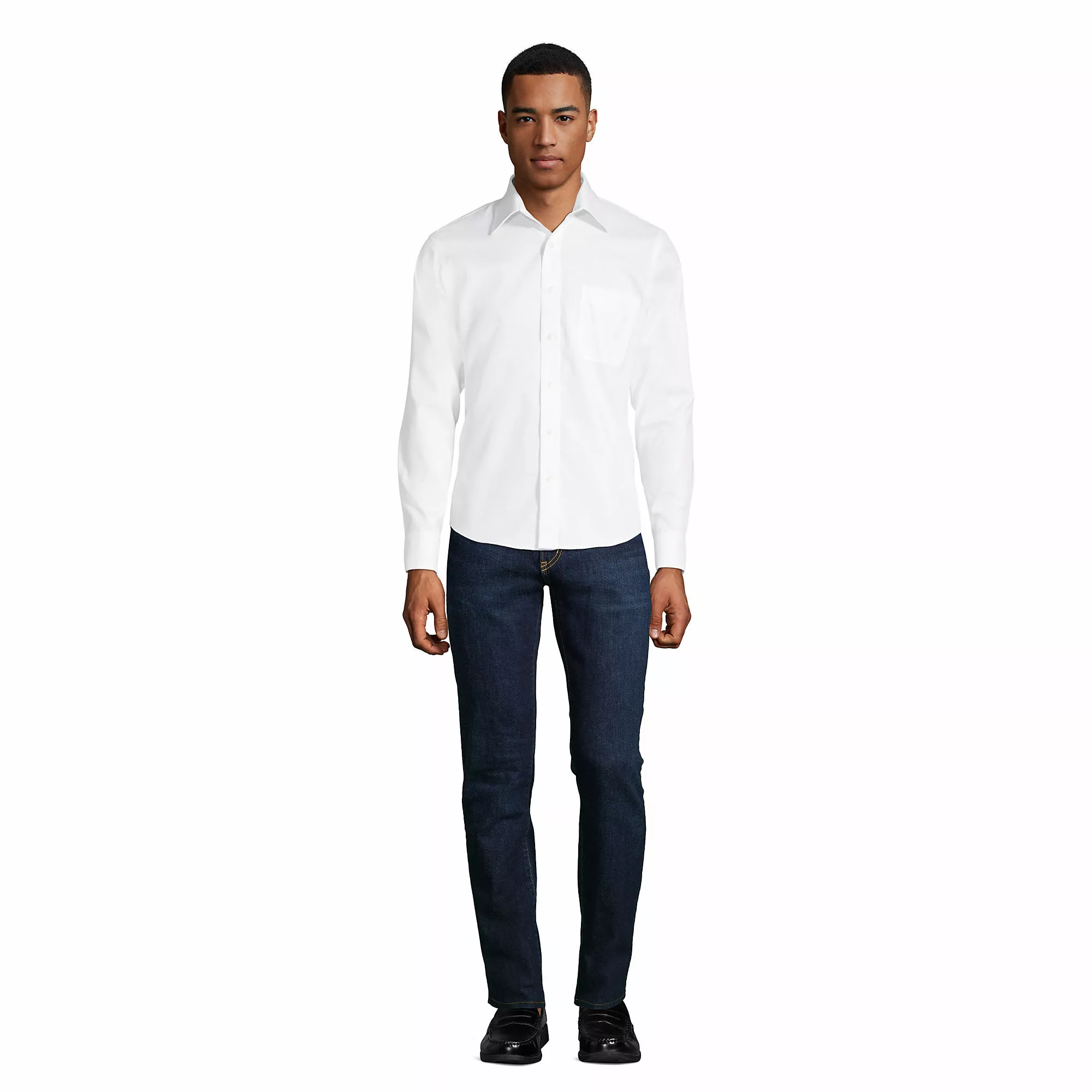 Lands' End Men's Untucked Traditional Fit Straight Collar No Iron Pinpoint Shirt - Image 4