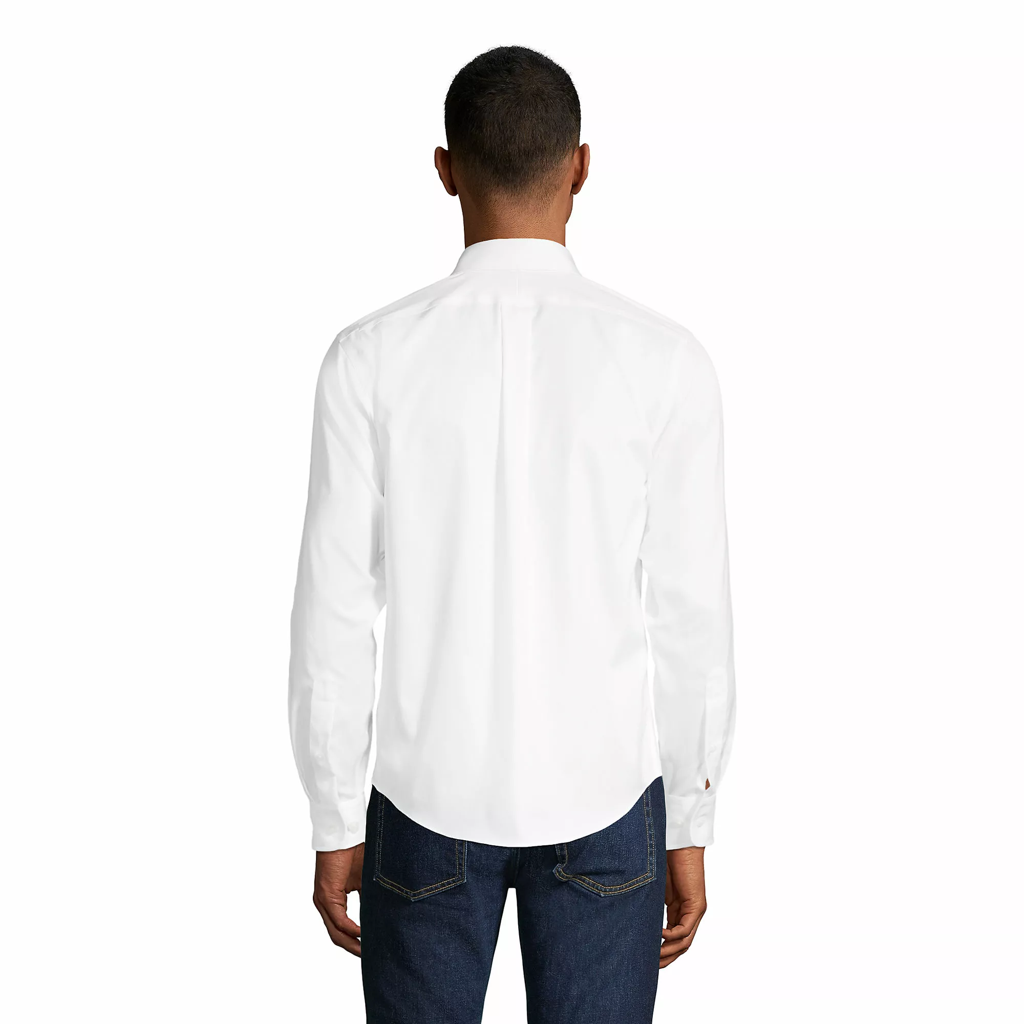 Lands' End Men's Untucked Traditional Fit Straight Collar No Iron Pinpoint Shirt - Image 3