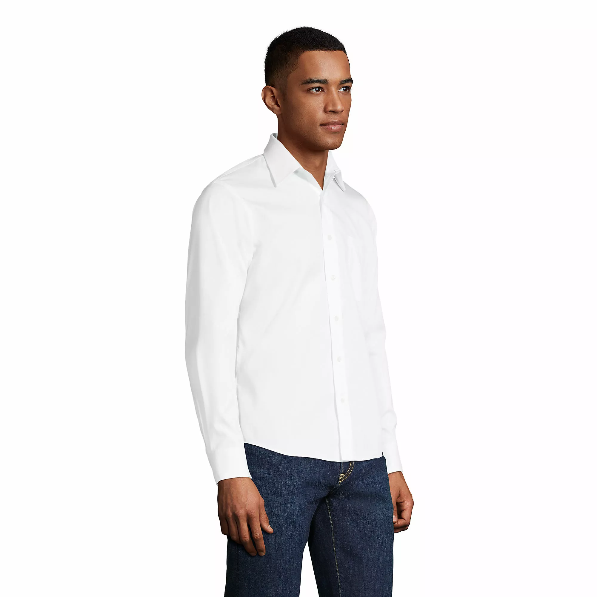 Lands' End Men's Untucked Traditional Fit Straight Collar No Iron Pinpoint Shirt - Image 2