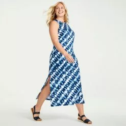 Lands' End Women's Plus Size Cotton Jersey Sleeveless Swim Cover-up Maxi Dress