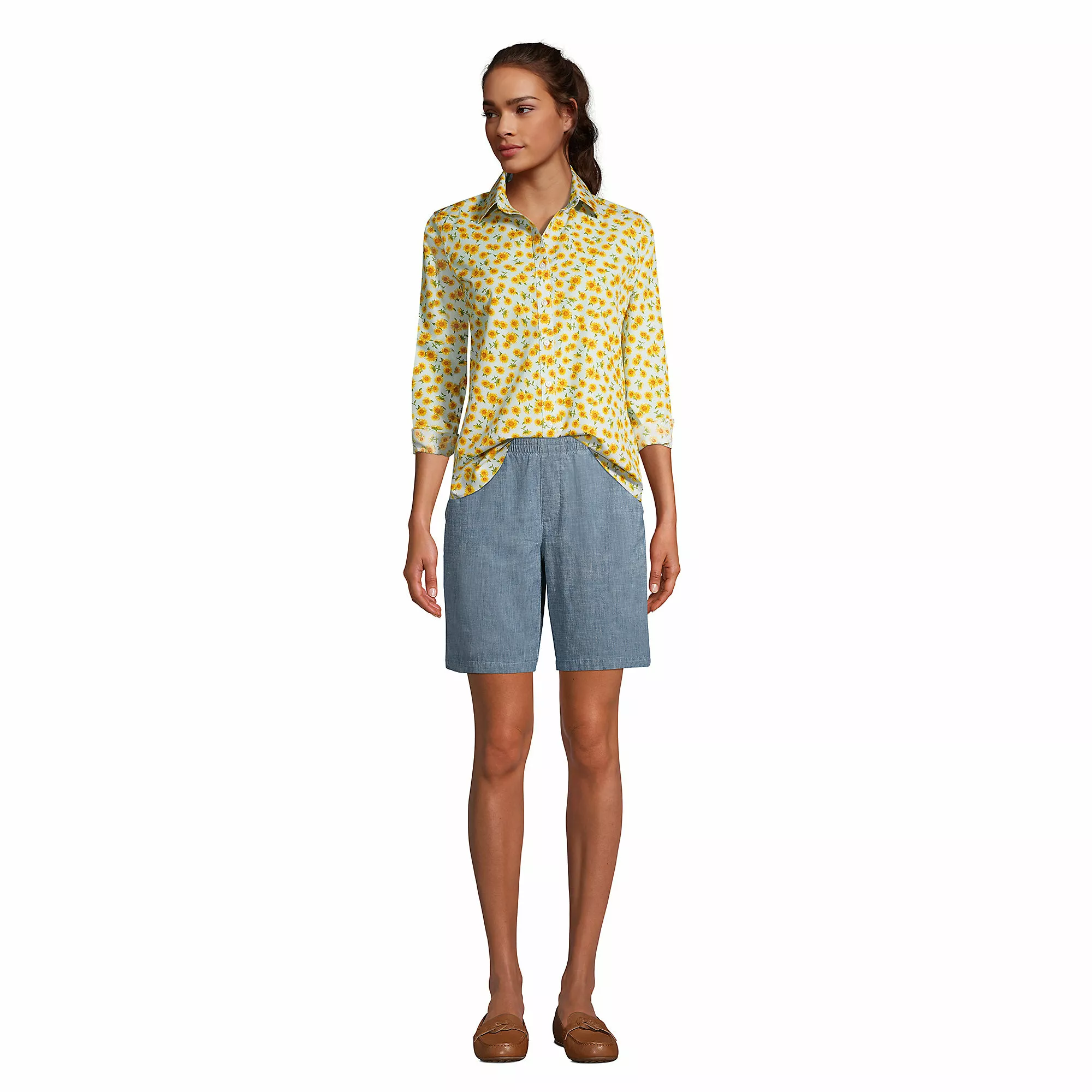 Lands' End Women's Mid Rise Elastic Waist Pull On 10" Knockabout Chino Bermuda Shorts - Image 4