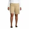 Lands' End Women's Plus Size Mid Rise Elastic Waist Pull On 10" Knockabout Chino Bermuda Shorts