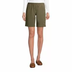 Lands' End Women's Mid Rise Elastic Waist Pull On 10" Knockabout Chino Bermuda Shorts