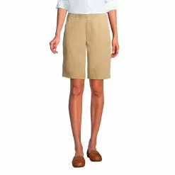 Lands' End Women's Mid Rise Elastic Waist Pull On 12" Knockabout Chino Bermuda Shorts