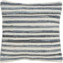 Saro Lifestyle Striped Denim Chindi Decorative Throw Pillow