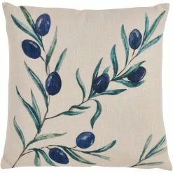 Saro Lifestyle Olive Branch Print Decorative Throw Pillow
