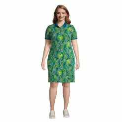 Lands' End Women's Plus Size Short Sleeve Mesh Cotton Dress