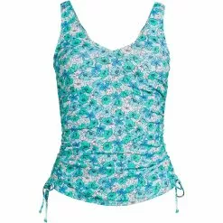 Lands' End Women's Plus Size Chlorine Resistant Adjustable V-neck Underwire Tankini Swimsuit Top