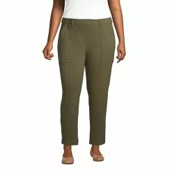 Lands' End Women's Plus Size Starfish Mid Rise Elastic Waist Pull On Utility Ankle Pants