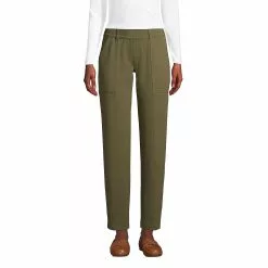 Lands' End Women's Starfish Mid Rise Elastic Waist Pull On Utility Ankle Pants