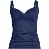 Lands' End Women's Plus Size Chlorine Resistant V-Neck Wrap Underwire Tankini Swimsuit Top Adjustable Straps