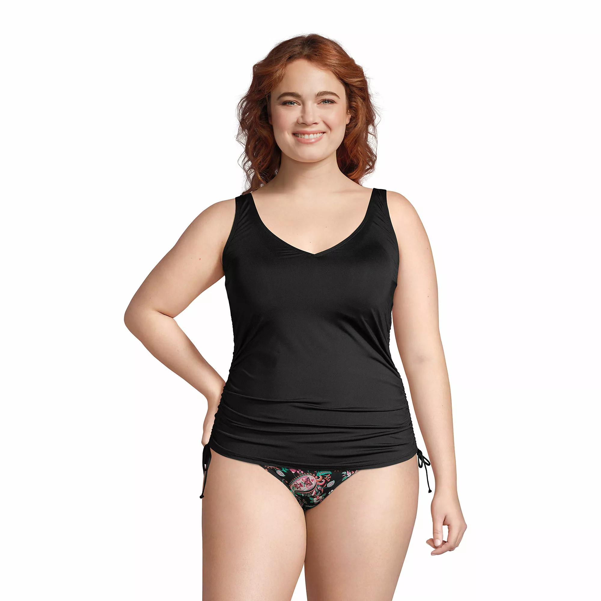 Lands' End Women's Plus Size Chlorine Resistant Adjustable V-neck Underwire Tankini Swimsuit Top - Image 5