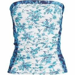 Lands' End Women's Plus Size Chlorine Resistant Bandeau Tankini Swimsuit Top With Removable Adjustable Straps