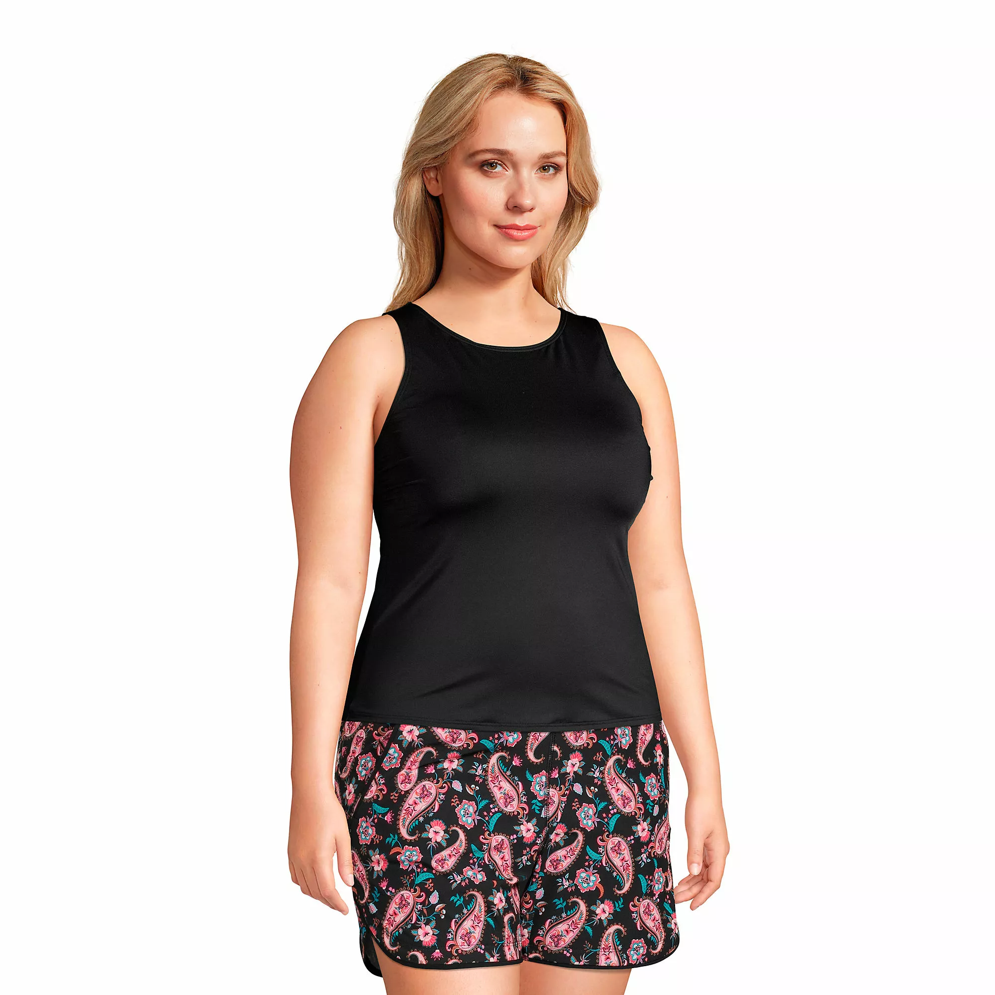 Lands' End Women's Plus Size Chlorine Resistant High Neck UPF 50 Sun Protection Modest Tankini Swimsuit Top - Image 4