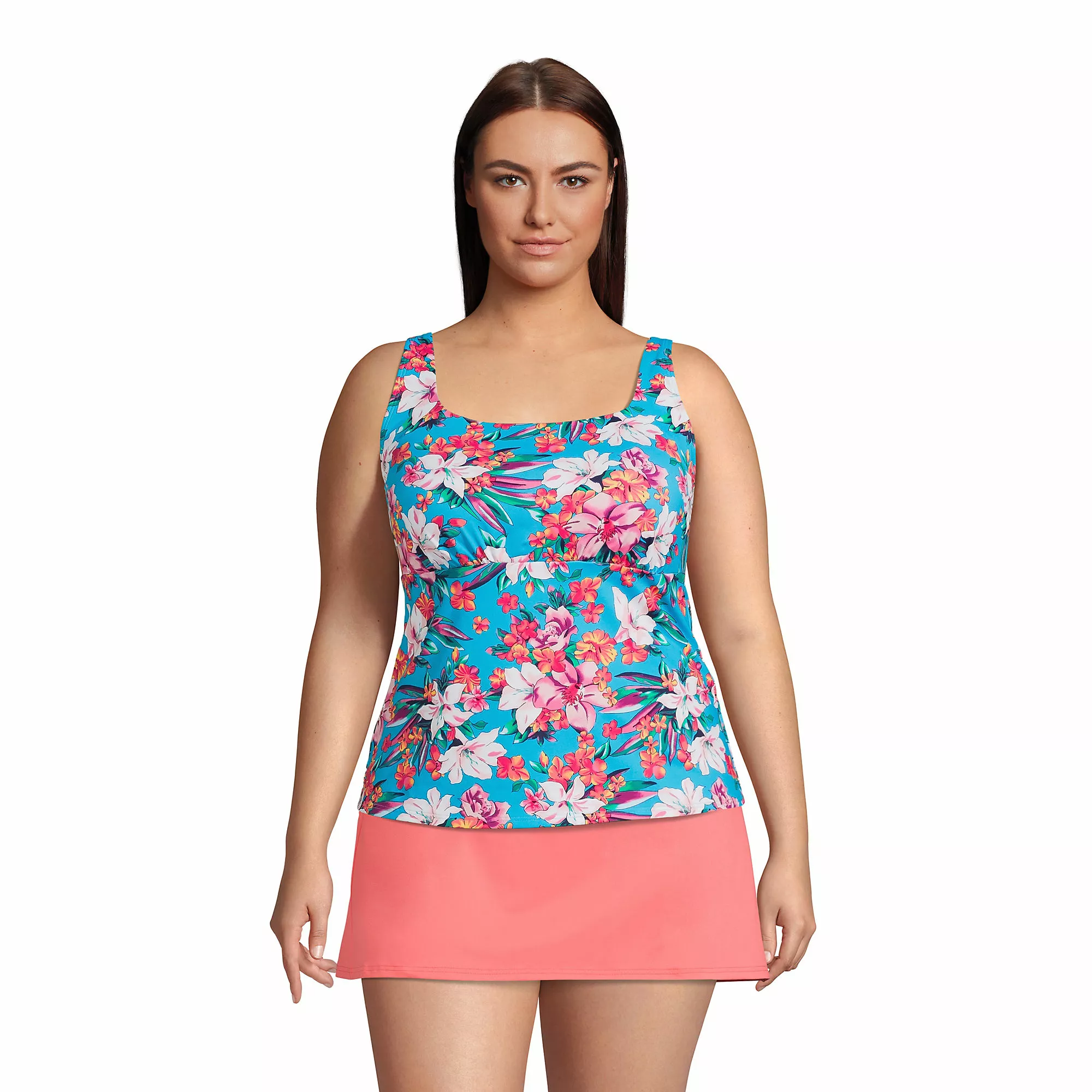 Lands' End Women's Plus Size Chlorine Resistant Square Neck Underwire Tankini Swimsuit Top Adjustable Straps - Image 3