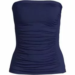 Lands' End Women's Plus Size Chlorine Resistant Bandeau Tankini Swimsuit Top With Removable Adjustable Straps