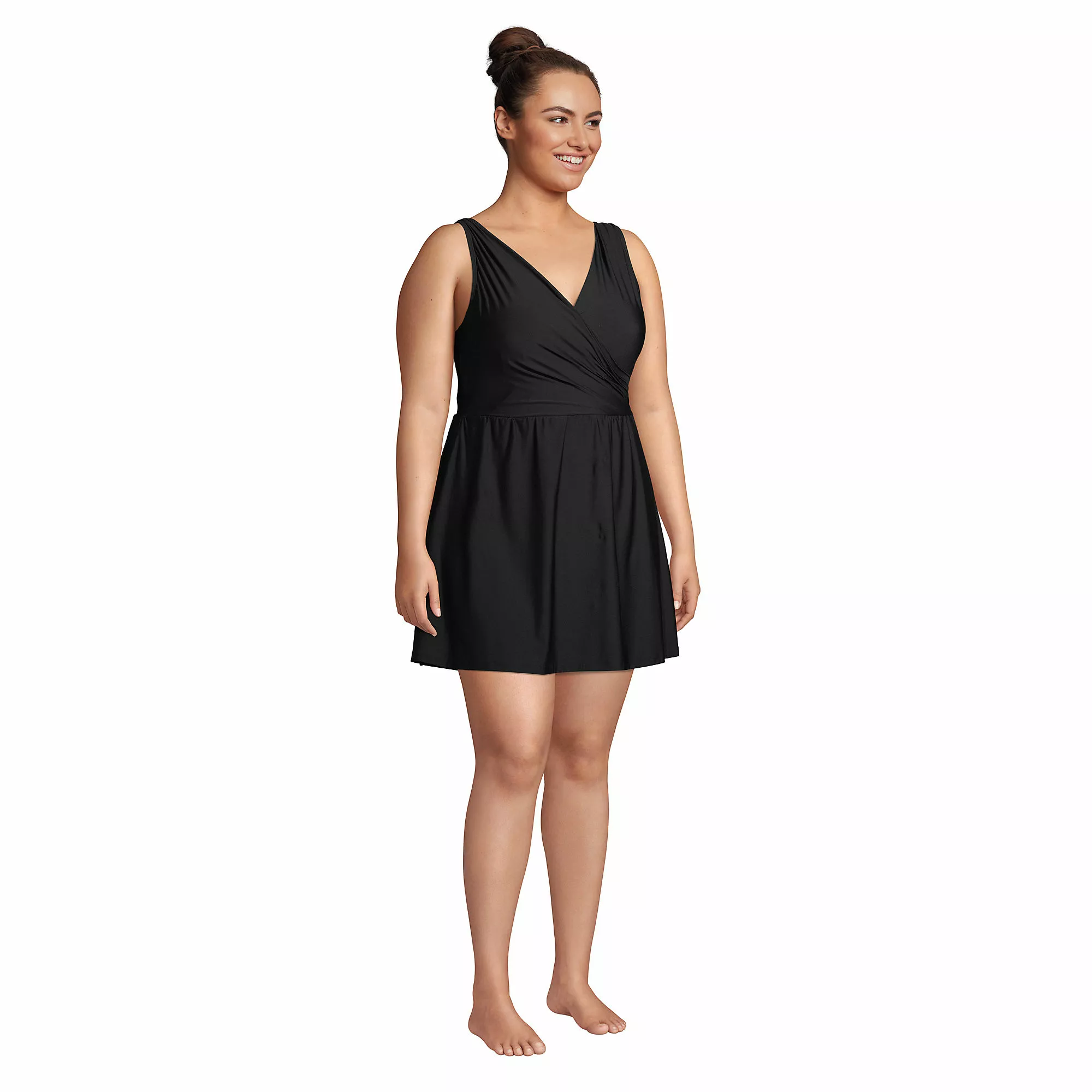 Lands' End Women's Plus Size Chlorine Resistant Tummy Control Surplice Wrap Swim Dress One Piece Swimsuit - Image 5